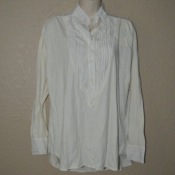 NWT $480 Raquel Allegra Dirty White Oversized IGBO Long Sleeve Blouse Top - Picture 1 of 8